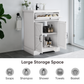 24" Bathroom Vanity with Ceramic Sink, Freestanding Bathroom Storage Cabinet with Barn Door and Flip-Down Drawer, White