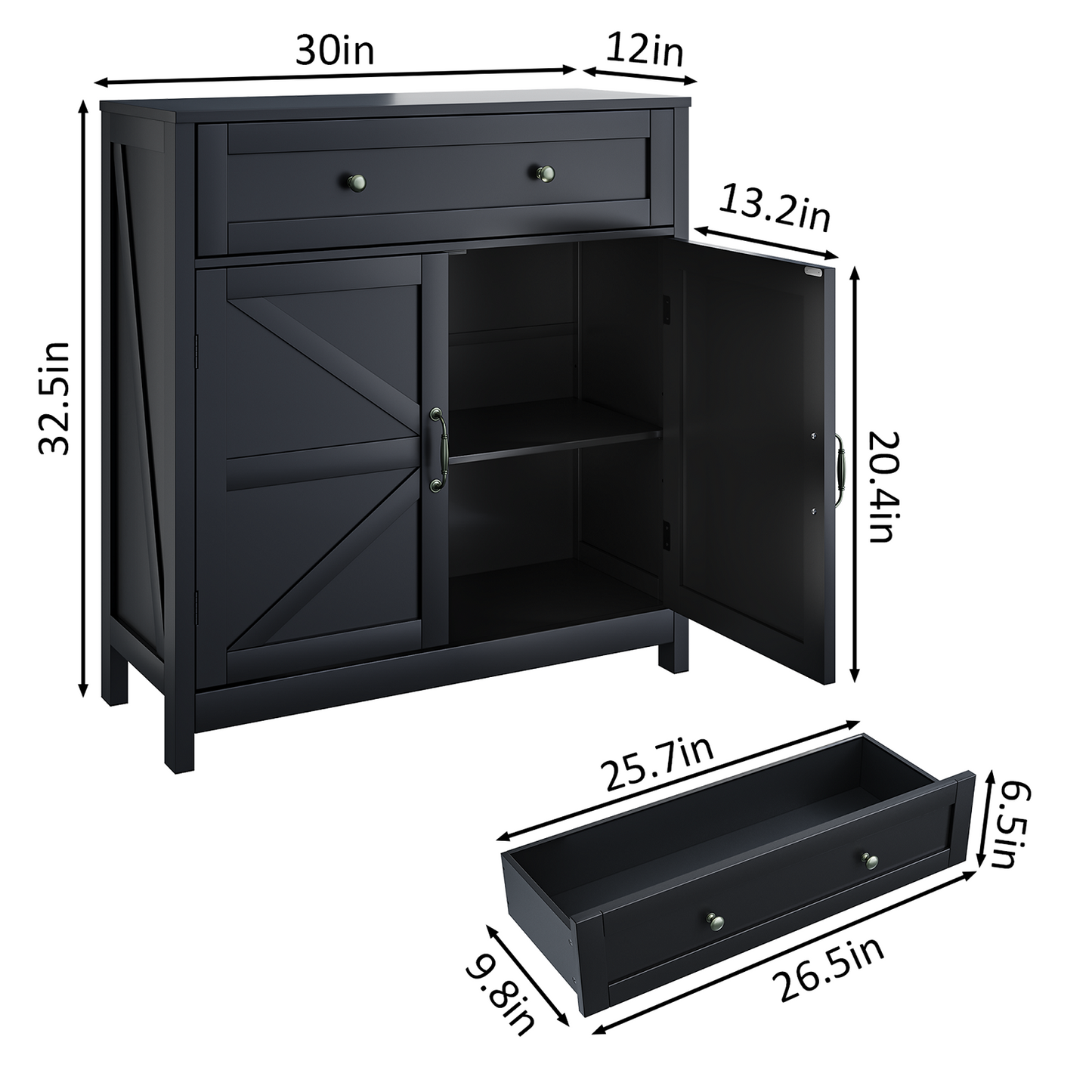 Smuxee Farmhouse Kitchen Sideboard Cabinet,Accent Cabinet with Drawer and Adjustable Shelf