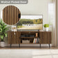 Algherohein Walnut TV Stands,Storage Cabinet and Shelf TV Console