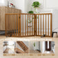 Smart FENDEE Bamboo Dog Gate Freestanding Pet Gate with 2 Support Feet for Doorways,Walnut,24"H