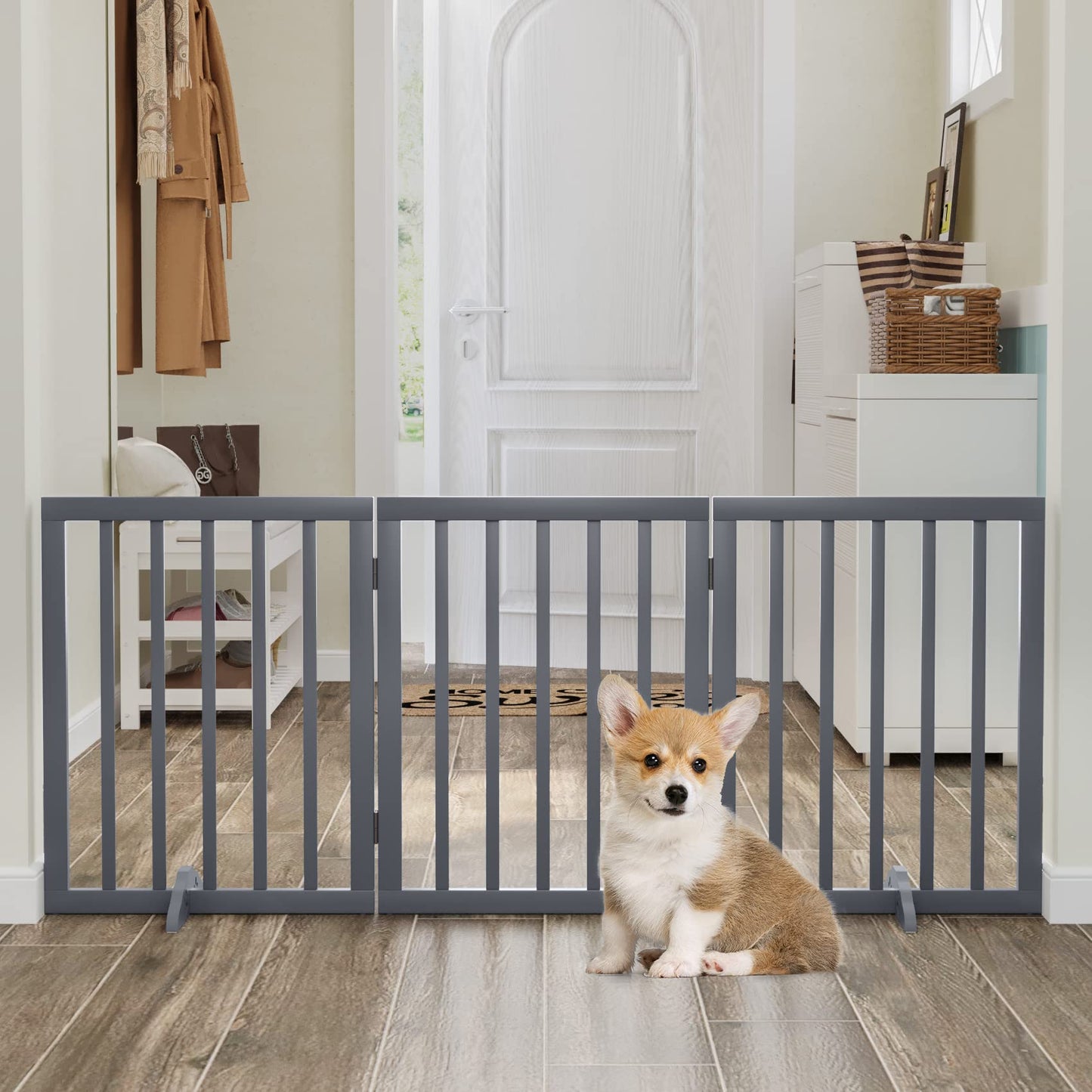 Semiocthome Ultra Wide Foldable Pet Gate for Doorway,Freestanding Dog Gates for Stairs
