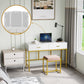 Semiocthome Vanity Table with 10 Led Lights, Makeup Desk with Lighted Mirror