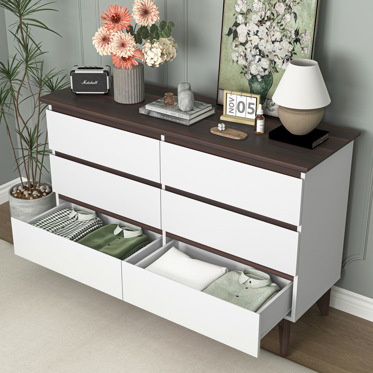 Algherohein Chest of Drawers White Dressers for Bedroom