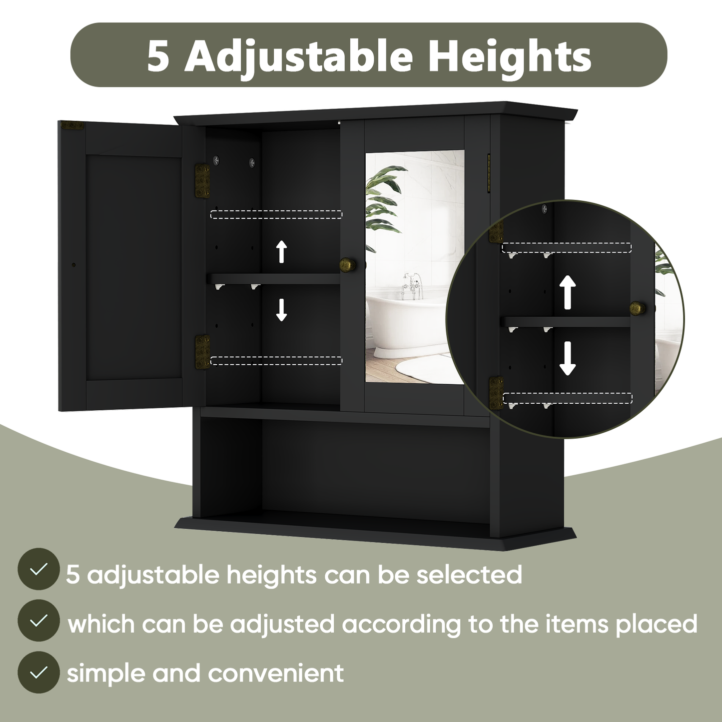 Smuxee Bathroom Cabinet over The Toilet Storage,Medicine Cabinet with Mirror Door