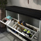 Smuxee Farmhouse Shoe Cabinet with 2 Adjustable Flip Drawer,Entryway Bench with Storage Set,White