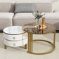 Semiocthome Modern Nesting Coffee Table with 2 Drawer and Tempered Glass Tabletop,Living Room