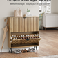 Smart FENDEE Shoe Cabinet with 2 Flip Drawers Freestanding Shoe Storage Cabinet, Entryway, Natural