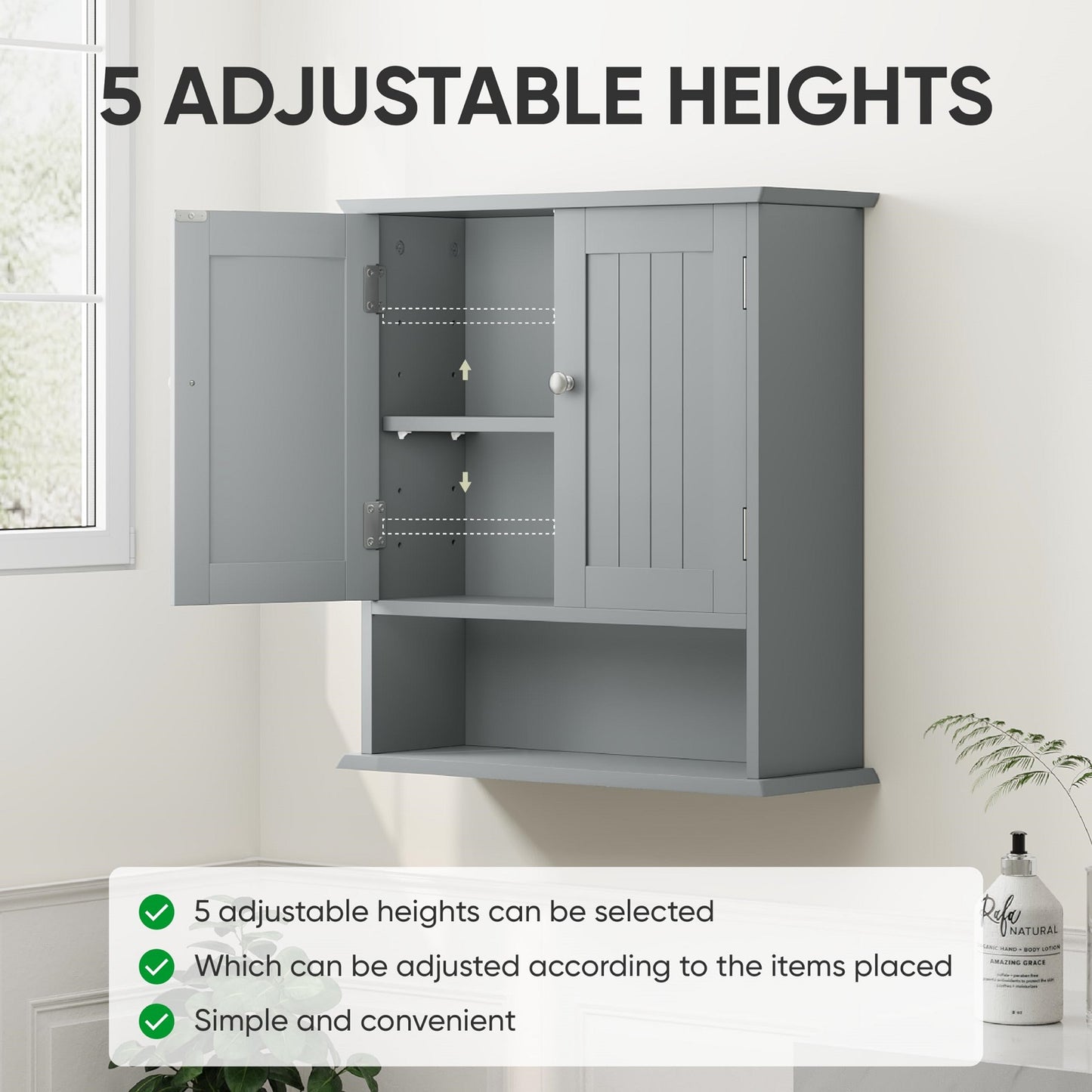 Smuxee Bathroom Storage Cabinets with Doors and Shelves,Towel Bar,over the Toilet Storage
