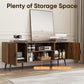 Semiocthome 55" TV Stand with 2 Cabinets and Shelf, Fits 30" to 60" TV for Living Room, Walnut