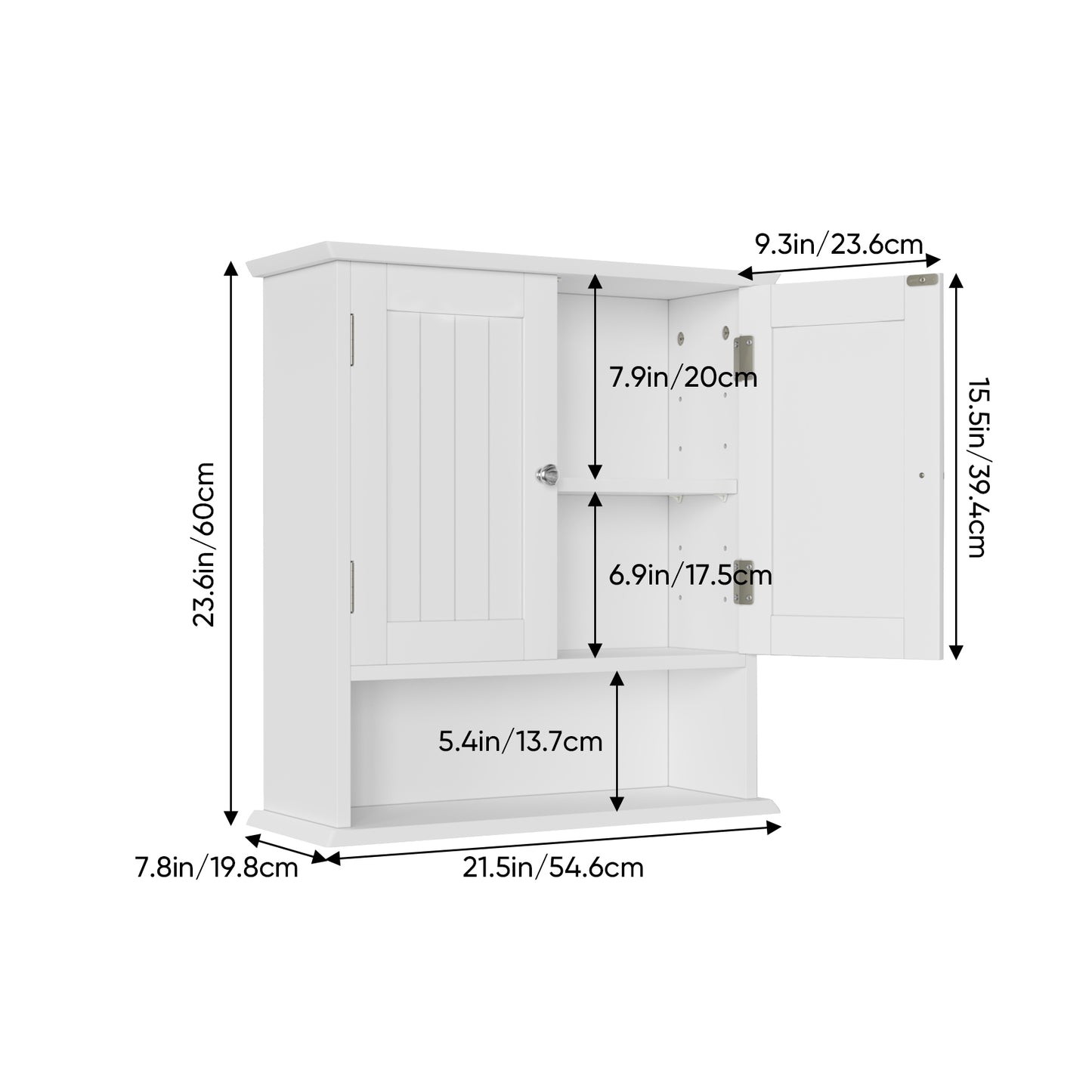 Smuxee Bathroom Wall Storage Cabinets with Door and Open Shelves,over The Toilet Storage,White Small