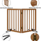 Smart FENDEE Bamboo Dog Gates for Doorways Freestanding Pet Gate, 2 Support Feet, 24"H, Walnut