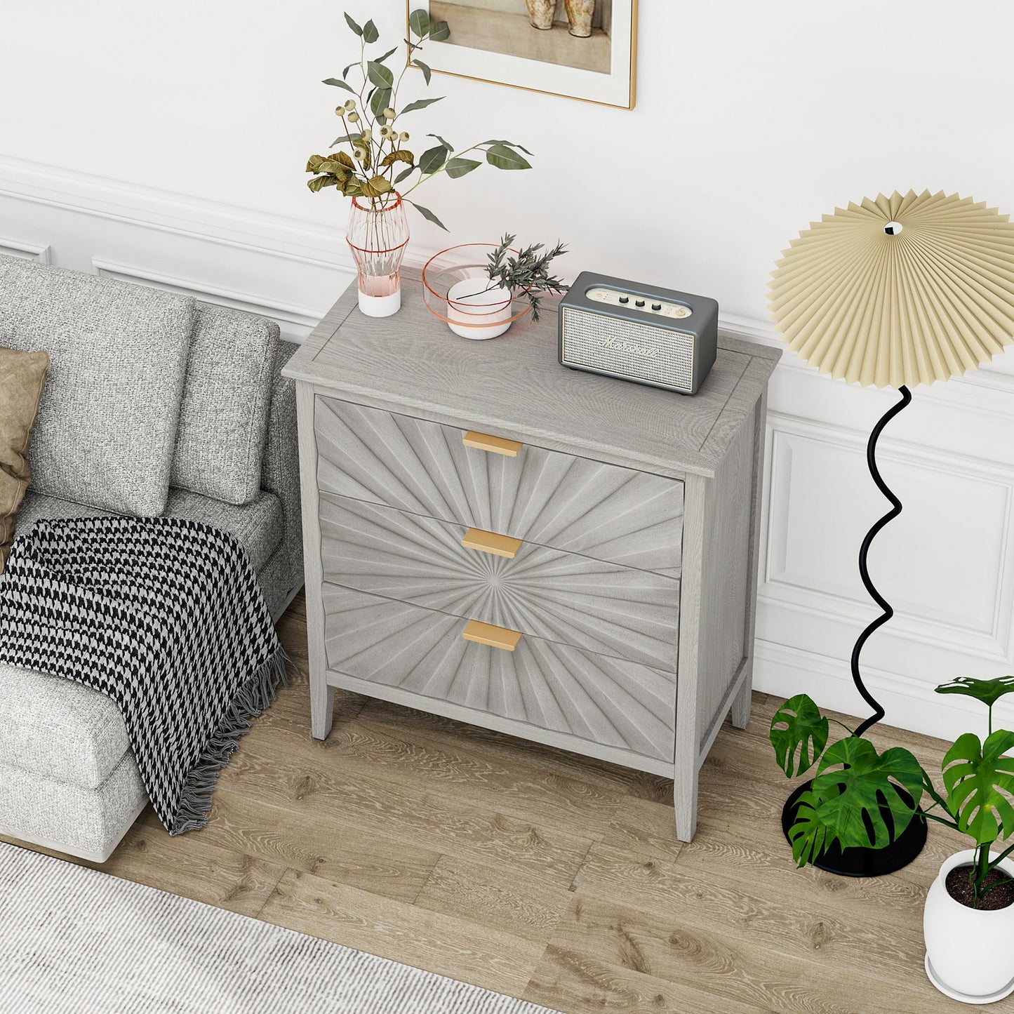 Algherohein Modern Chest of 3 Drawers,Dressers for Bedroom,Gray