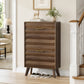 Semiocthome Mid-Century Shoe Cabinet, Shoe Storage with 2 Wavy Texture Drawers for Hallway, Walnut