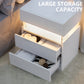 Algherohein 3 Drawer White Nightstand with LED Lights,Side Tables End Tables for Bedroom