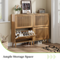 Semiocthome 23.6" Shoe Storage Cabinet with 2 Flip Louvered Drawers for Entryway, Hallway, Natural