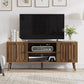 Semiocthome Mid-Century Walnut TV Stand with 2 Vertical Groove Doors, Media Console for Living Room