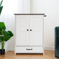 Smart FENDEE Dog Feeding Station Food Storage Cabinet with Hidden Dog Bowls and Hooks,White