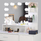 Smuxee Modern Drawer Vanity Set with Mirror and LED Lights,Makeup Dresser Table with 3 Shelves