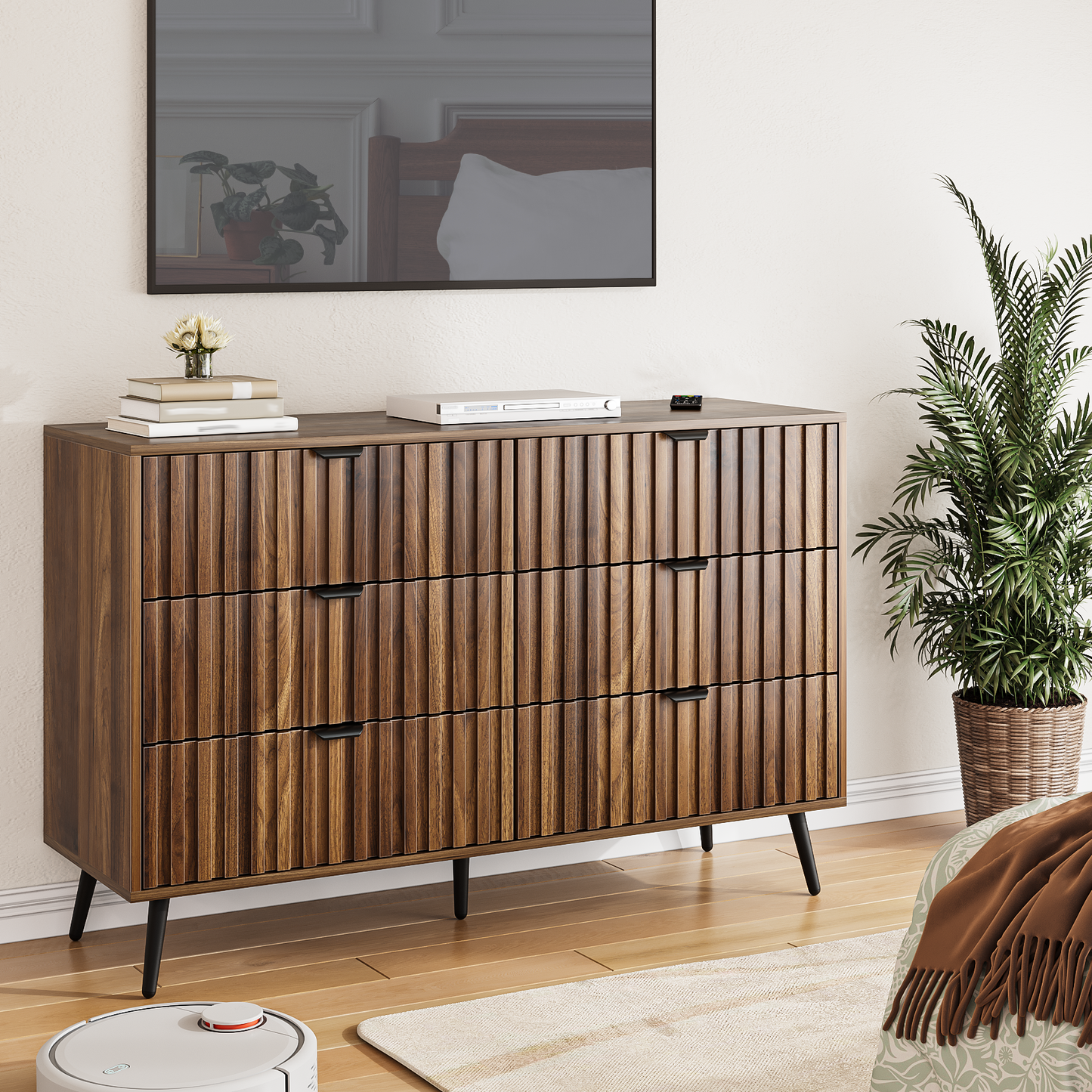 Algherohein Wood Dressers for Bedroom 3 Drawer,Chest of Drawers Walnut,Aldult