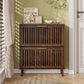 Semiocthome 31.5" Shoe Storage Cabinet with 2 Flip Louvered Drawers for Entryway, Walnut