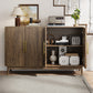 Semiocthome Sideboard with 4 Carved Door and Adjustable Shelf Coffee Bar Cabinet for Kitchen,Home,Walnut
