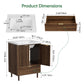 Semiocthome 24" Bathroom Vanity with Ceramic Sink, Storage Cabinet with 1 Drawers and 2 Fluted Doors, Walnut