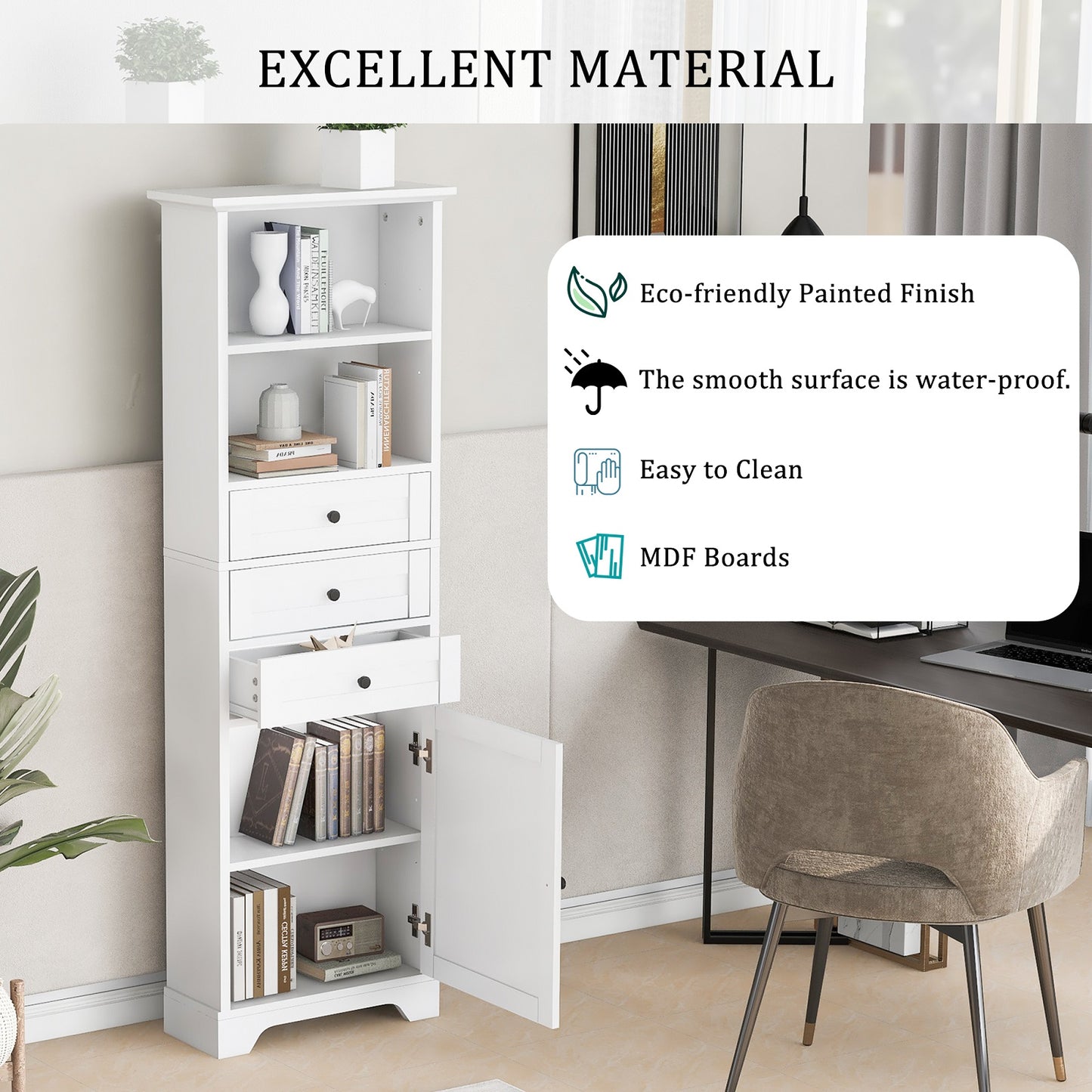 Smuxee Bathroom Cabinet Organizer with Doors and Shelves,Bathroom Storage Drawers