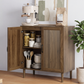 Smuxee Fluted Sideboard Storage Cabinet, Freestanding Mid-Century Modern Reeded Double Door Accent Cabinet