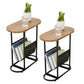 Smart FENDEE Oval Small Side Table with Magazines Organizer Storage Space for Bedroom
