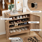 Semiocthome 4 Tiers Shoe Storage Cabinet for Hallway, 2-Door, 16 Pairs Shoe Rack Organizer, Natural