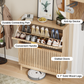 Algherohein 16-20 Pairs Shoe Storage Cabinet with Flip-Down Drawers,Freestanding Entryway Slim Shoe Cabinet, Walnut