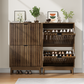 Algherohein 23.6"W Entryway Shoe Cabinet with Flip-Down Drawers, Freestanding Wooden Shoe Storage Cabinet, Walnut