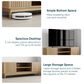 Semiocthome 55" TV Stand with Slatted Doors and Cable Holes, Entertainment Center for Living Room, Natural