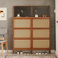 Smart FENDEE Modern Shoe Cabinet with Flip Drawer and Black Pegboard Shoe Rack for Entryway,Walnut