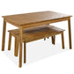Algherohein Wood 3 Pieces Patio Table and Chairs,Outdoor Picnic Dining Set with 2 Benches