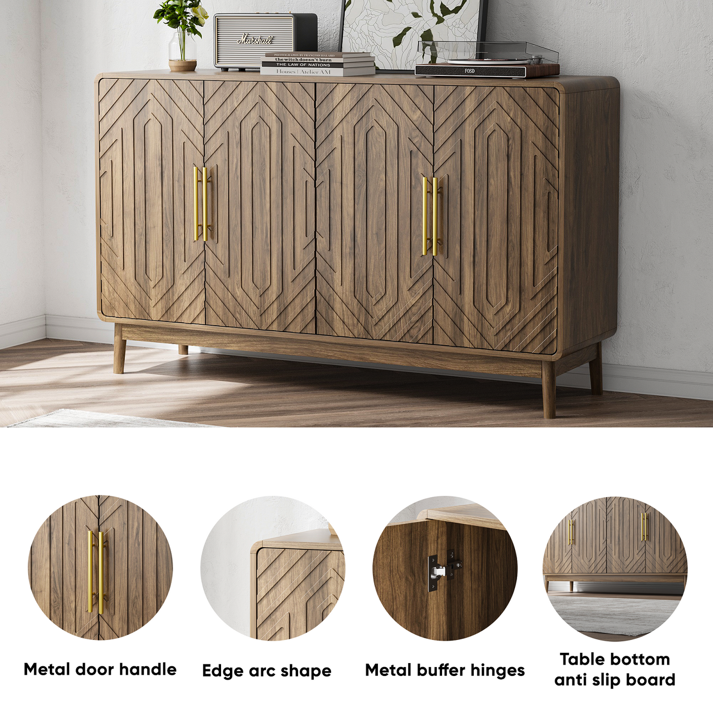 Algherohein Sideboard Buffet Cabinet with Storage,Cabinet with Doors and Adjustable Shelves