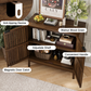 Semiocthome 31.5” Buffet Cabinet with 2 Slatted Doors and 1 Adjustable Shelf for Kitchen, Walnut