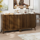 Algherohein Sideboard Cabinet with 4 Door & Adjustable Shelves, Kitchen Storage Organizer, Home Decor TV Stand for Living Room, Oak