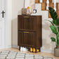 Semiocthome 23.6" Shoe Storage Cabinet with 2 Flip Louvered Drawers for Entryway, Hallway, Walnut