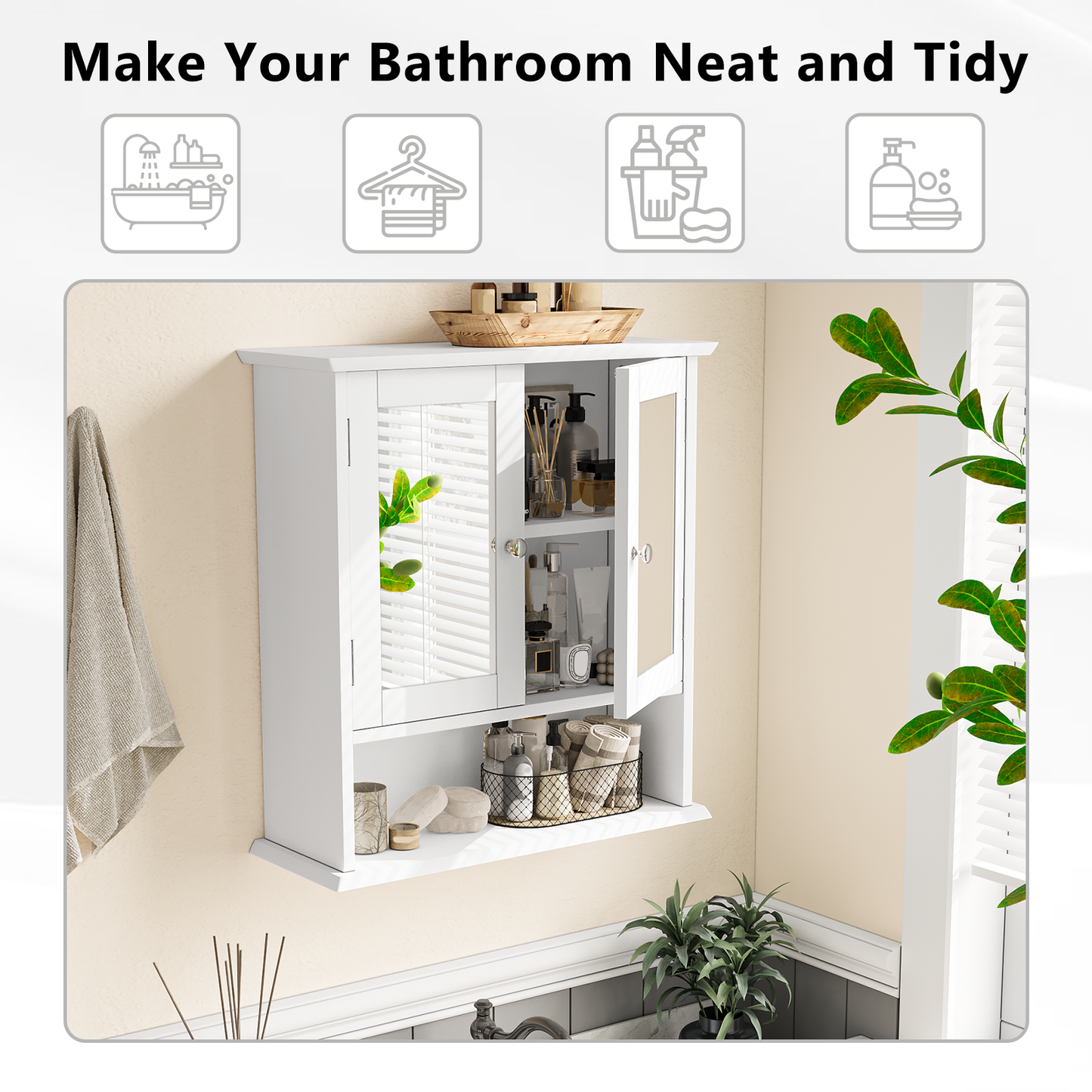 Smuxee Bathroom Cabinet over The Toilet Storage,Medicine Cabinet with Mirror Door