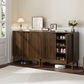 Algherohein Mid-Century Shoe Cabinet, 7-Tier, Adjustable Shelves, 20-24 Pair Capacity, Walnut