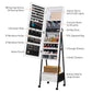 Smart FENDEE Wood Freestanding Jewelry Armoire Cabinet with Lights and Movable Wheel for Adult