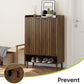 Smart FENDEE 6-Tier Shoe Storage Cabinet with 2 Fluted Doors, Entryway Shoe Storage, Walnut