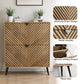 Semiocthome 31.5" Shoe Cabinet with 2 Fluted Diamond Doors Entryway Shoe Storage, Walnut