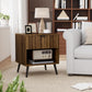Semiocthome Mid Century Nightstand with Drawer and Open Shelf,Bedside Table for Bedroom,Walnut,Adult