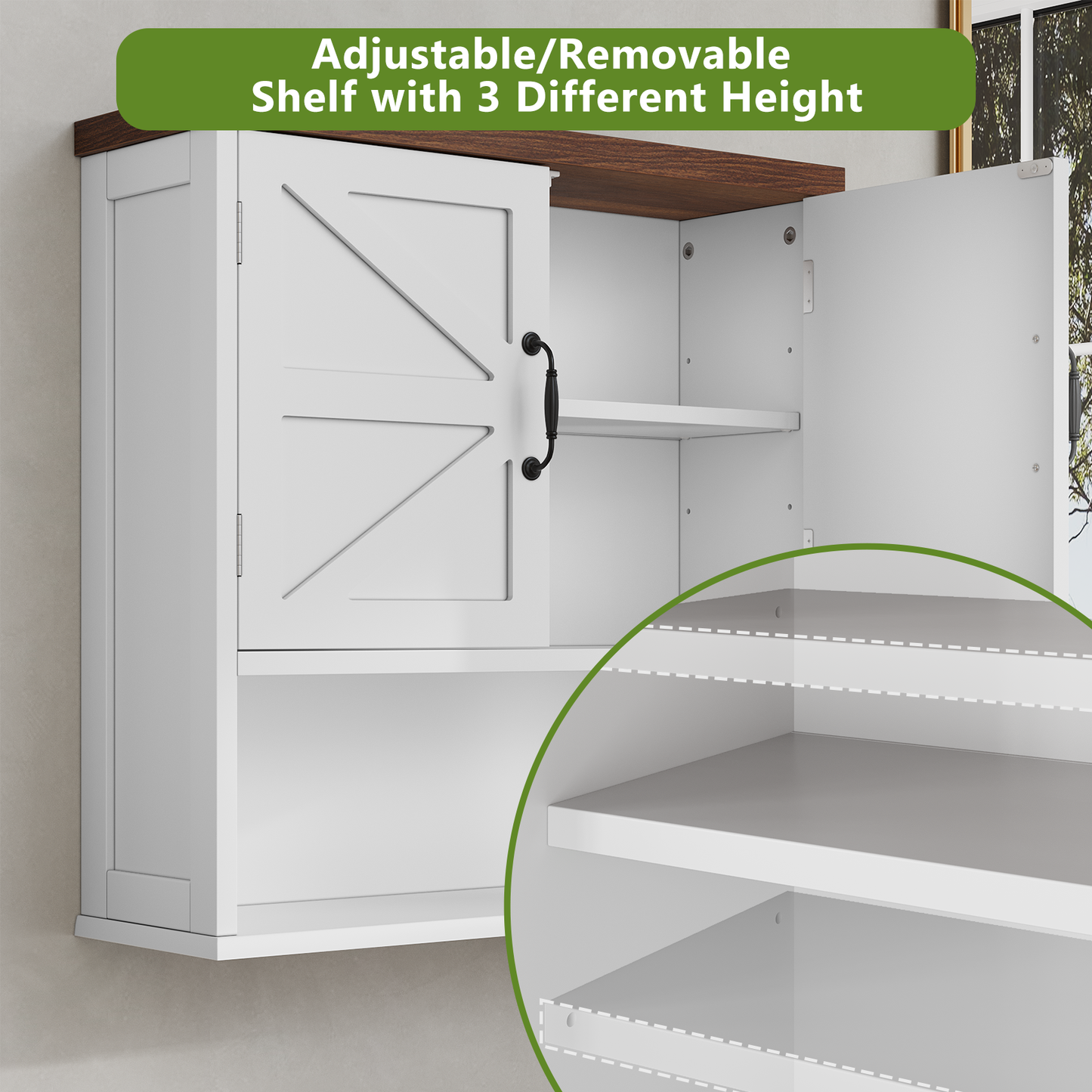 Smuxee Bathroom Cabinet Storage with Bathroom Shelf, Over the Toilet Storage Wall Cabinet