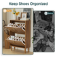 Semiocthome 23.6" Shoe Cabinet with 2 Flip Drawers and Line Groove Design, Entryway, Walnut