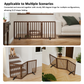 Smart FENDEE Bamboo Dog Gate Freestanding 3 Panel Pet Gate for Doorways, 2 Support Feet, Espresso