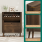 Semiocthome 31.5" Shoe Cabinet with 2 Flip Drawers, Curved Edge and Grille Stripe, Entryway, Walnut