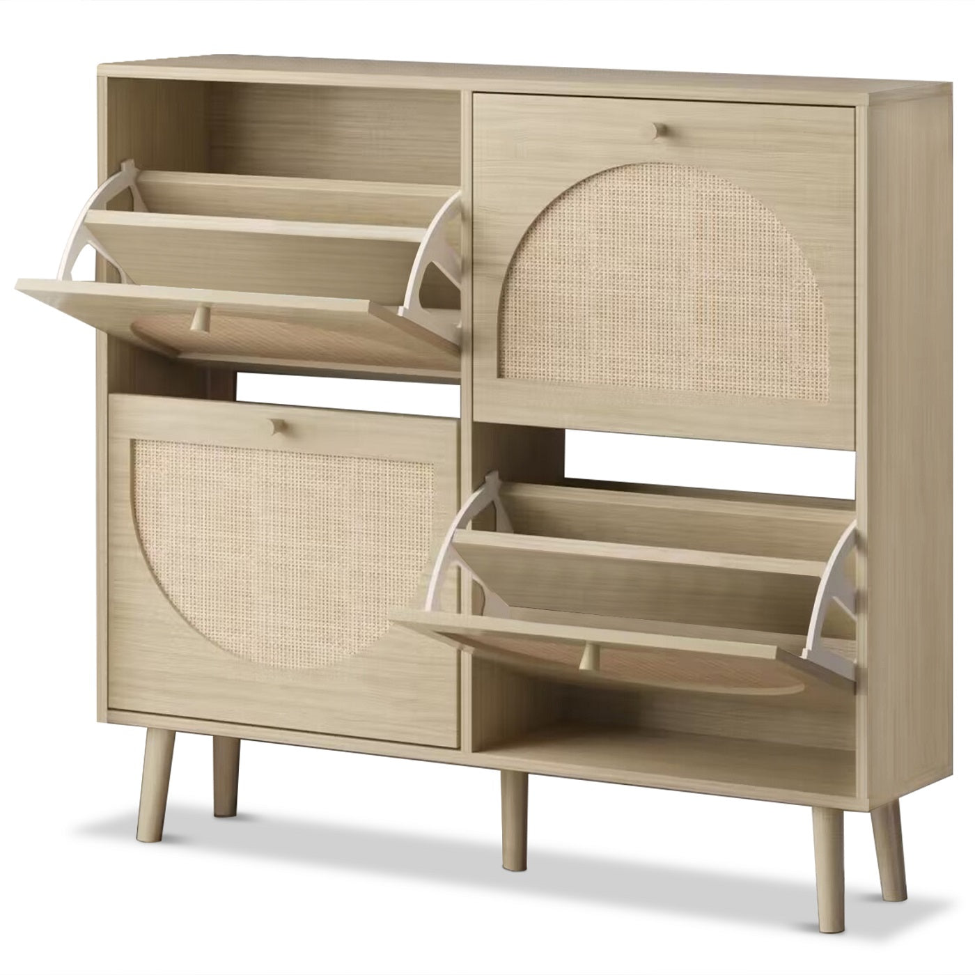 Algherohein Rattan Shoe Storage Cabinet, Shoe Rack Cabinet for Entryway,Natural